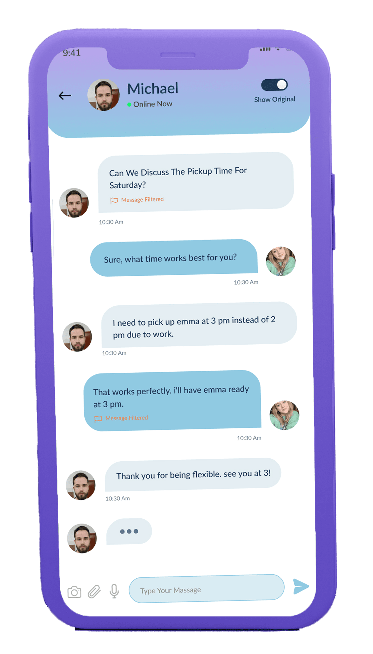 Co-parenting Chat Mockup
